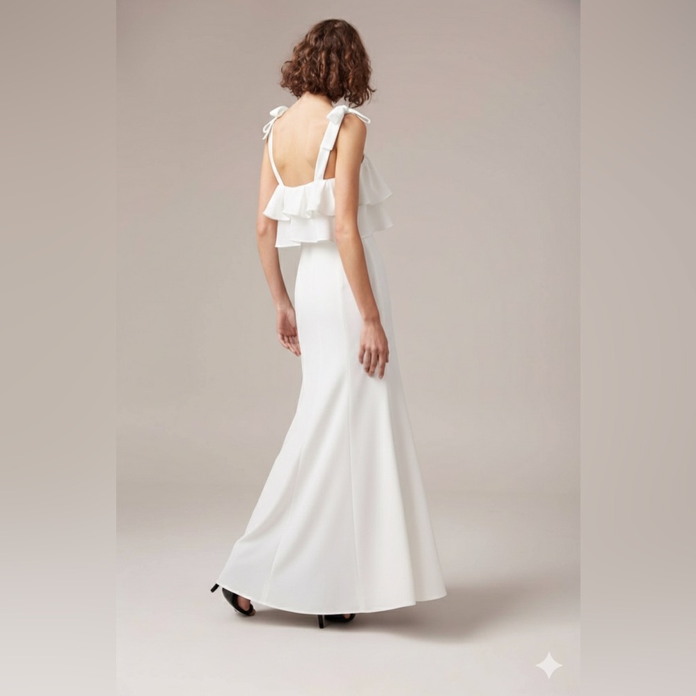C/MEO Collective White Maxi Dress with Ruffle and Slit - Picture 3 of 5